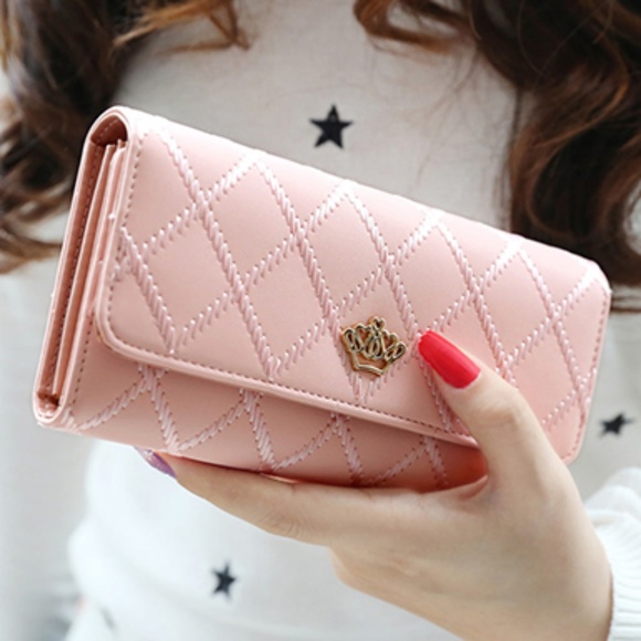 Handbags - Pink Stitched Design Wallet/Clutch